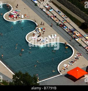 Aerial view, Annen Outdoor Pool, Witten, Ruhr Area, North Rhine-Westphalia, Germany, Europe Stock Photo