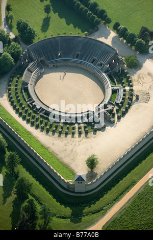 Aerial view, reconstructed colosseum, fighting grounds, Archaeologischer Park Xanten, Xanten Archaeological Park, Colonia Ulpia Stock Photo