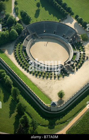 Aerial view, reconstructed colosseum, fighting grounds, Archaeologischer Park Xanten, Xanten Archaeological Park, Colonia Ulpia Stock Photo