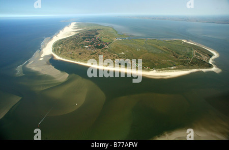 Aerial view, sandbank, Spiekeroog Island, North Sea, East Frisian Islands, Lower Saxony, North Germany, Europe Stock Photo