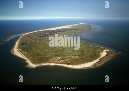 Aerial view, sandbank, Spiekeroog Island, North Sea, East Frisian Islands, Lower Saxony, North Germany, Europe Stock Photo