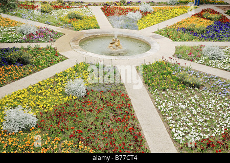 Gardens with fountain, Espace Van Gogh cultural centre, former hospital, Arles, Bouches-du-Rhone, Provence-Alpes-Cote d'Azur, S Stock Photo