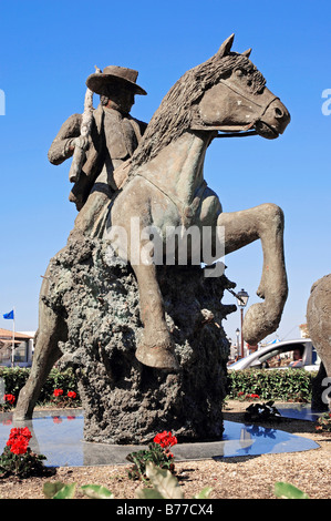 Statue of guardian on Camargue Horse, Les Saintes-Maries-de-la-Mer, Camargue, Bouches-du-Rhone, Provence-Alpes-Cote d'Azur, Sou Stock Photo