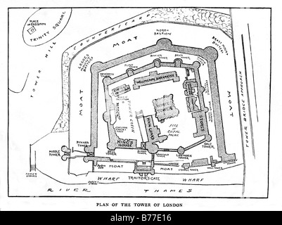 Plan of the Tower of London, London, England. A. Tower Stairs B ...