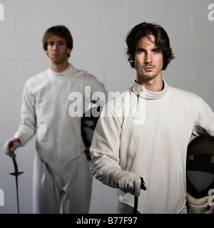 Portrait of two fencers Stock Photo