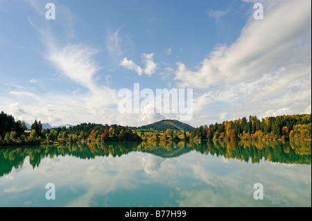 Forggensee lake in front of the Zwieselberg mountain, 1055 m, near Rosshaupten, Bavarian Swabia, Bavaria, Germany Europe Stock Photo