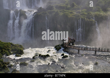 Visitor footbridge at Iguazu Waterfalls on the borders of Brazil and Argentina, South America Stock Photo