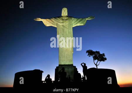 Statue of Christ at night, Rio de Janeiro, Brazil, South America