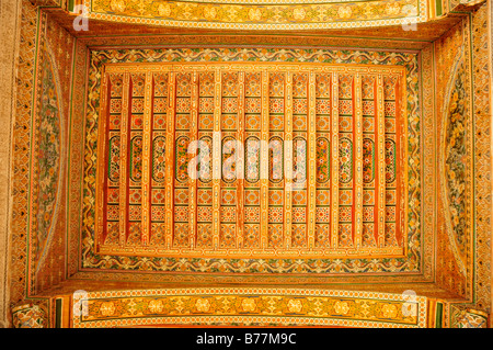 Coffering on the ceiling of the Bahia Palace, Marrakesh, Morocco, Africa Stock Photo