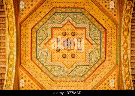 Coffering on the ceiling of the Bahia Palace, Marrakesh, Morocco, Africa Stock Photo