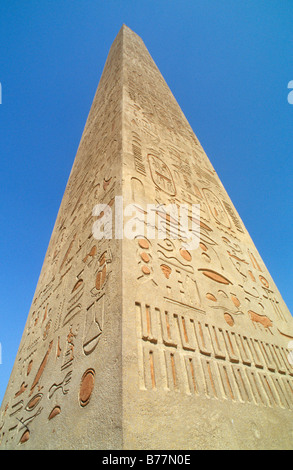 Egyptian obelisk at the Terra Mítica Theme Park, Benidorm, Costa Blanca, Spain, Europe Stock Photo