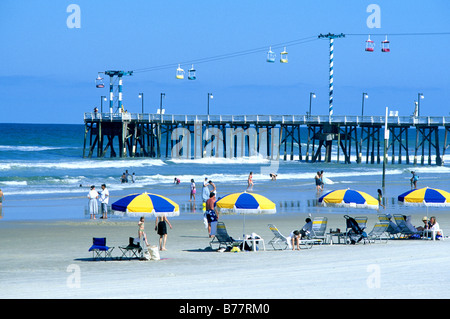 People umbrellas Main Street Pier Daytona Beach Florida Stock Photo