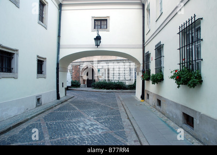 Remains of Warsaw Uprasing from 1944 against Nazi occupation. Dziekania street - a place where first barricade was raised. Stock Photo