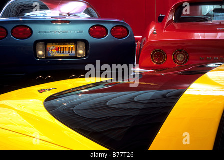 Vintage Corvettes on display in National Corvette Museum,Bowling Green,Kentucky Stock Photo