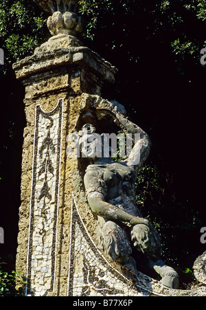 Villa Garzoni, baroque style garden, figure of a female satyr with a horse's foot, Collodi, Tuscany, Italy, Europe Stock Photo