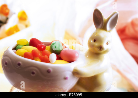Sugar eggs in Easter bowl Stock Photo