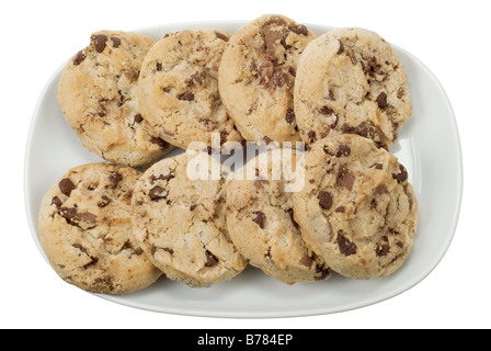 delicious chocolate chip cookies isolated on a white background Stock Photo