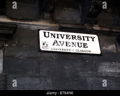 University Avenue Glasgow street sign Stock Photo