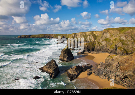 bedruthan Steps in cornwall Stock Photo