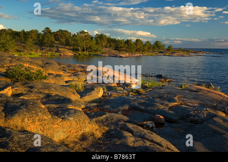 Stony coast of the Baltic sea at Aland islands in Finland Stock Photo