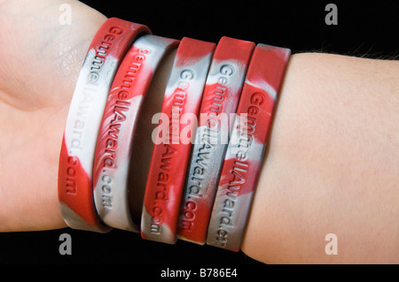Charity wristbands for the David Gemmell "Legend" Award. Stock Photo
