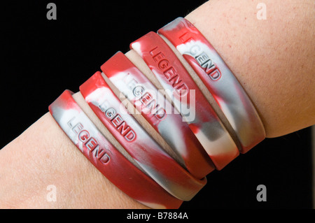 Charity wristbands for the David Gemmell "Legend" Award. Stock Photo