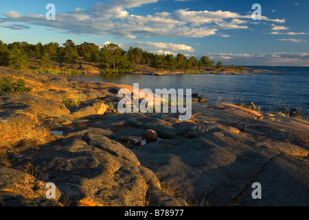 Stony coast of the Baltic sea at Aland islands in Finland Stock Photo