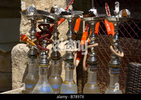 Hookahs outside cafe in Corfu Stock Photo