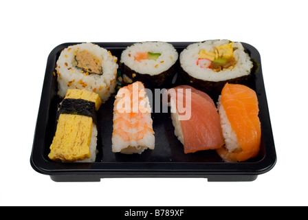 plastic take away box of sushi Stock Photo