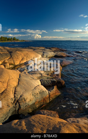 Stony coast of the Baltic sea at Aland islands in Finland Stock Photo