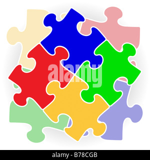 Interconnecting puzzle pieces Stock Photo