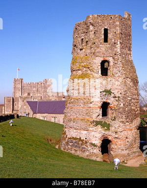 Ruins of the Roman Pharos (lighthouse) at Dover Castle, Kent, UK