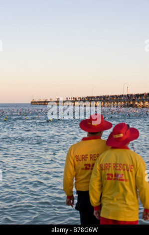 The swim start of Ironman Western Australia Stock Photo