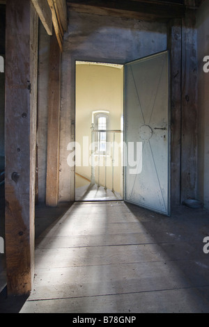 Attic door with a spiral staircase, Neustrelitz, Mecklenburg-Western Pomerania, Germany, Europe Stock Photo