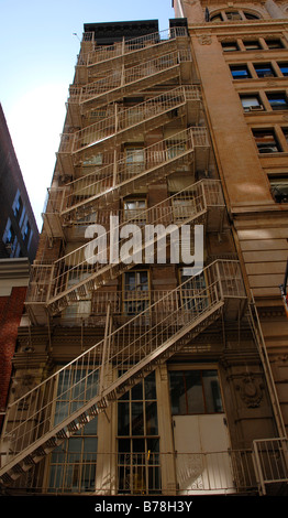 Fire escape stairs on a high rise, New York City, USA, North America Stock Photo