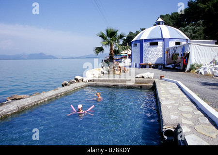 Thermal bath with hot spring water at Lake Koeycegiz, Wellness in Sultaniye, Dalyan in the Mugla Province, Turkey Stock Photo