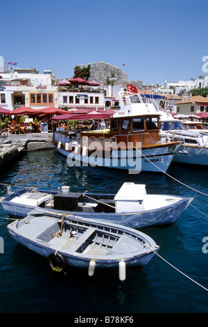 Promenade, sailing boats in the port, Marmaris in the Mugla Province, Mediterranean Sea, Turkey Stock Photo