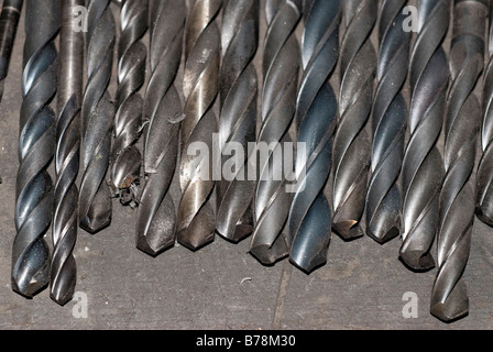 Assorted Drill Bits, elevated view Stock Photo