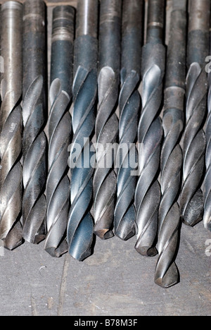 Assorted Drill Bits, elevated view Stock Photo