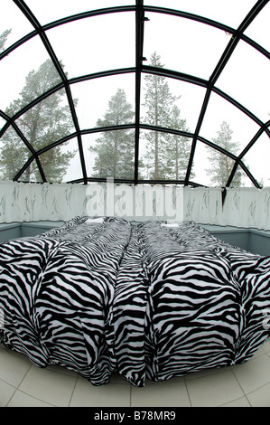 Glass igloo, Icehotel Kakslauttanen, Ivalo, Lapland, Finland, Europe
