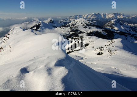 View of the Wilder Kaiser Range from the peak of Mount Brechhorn, Spertental Valley, Tyrol, Austria, Europe Stock Photo