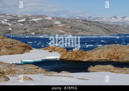 Hann glacier, icebergs, Johan-Petersen-Fjord, East Greenland, Greenland Stock Photo
