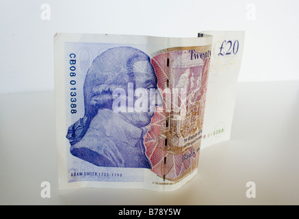 £20 sterling note showing 'Adam Smith' famous Scottish economist / philosopher Stock Photo