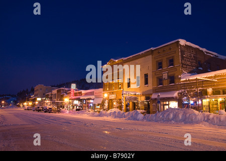 A time exposure of the town of Truckee California at dawn Stock Photo