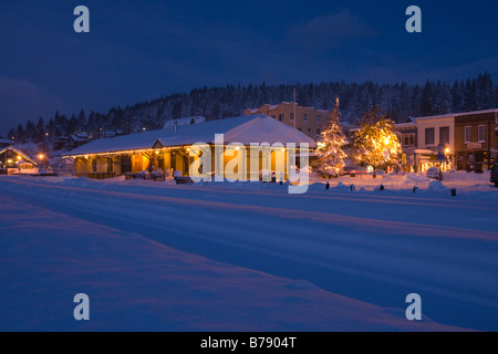 A time exposure of the town of Truckee California at dawn Stock Photo