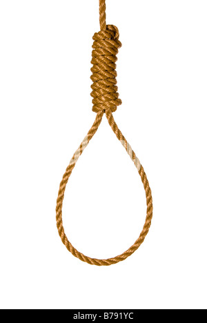 An isolated noose shows the method of execution or suicide Stock Photo