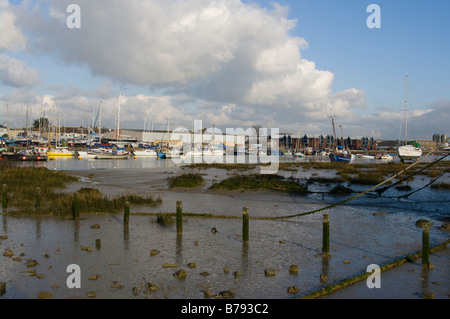 View across the Mud Flats of The River Adur Shoreham West Sussex Stock Photo