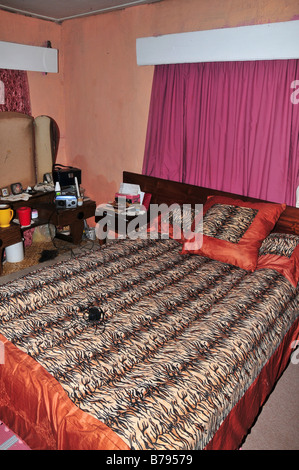 Township house double bedroom interior, Grahamstown, South Africa Stock Photo