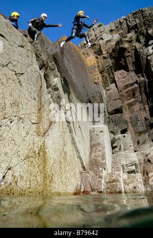 Coasteering St Non's Bay Pembrokeshire Wales UK Europe Stock Photo