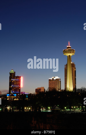 Twilight scenery of Niagara Falls city skyline Stock Photo